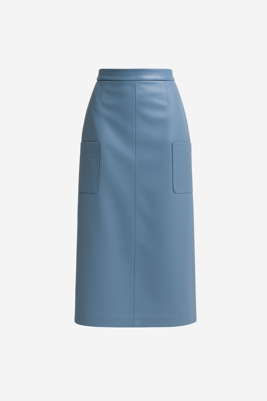 Falda Juan Azul De Piel Vegana