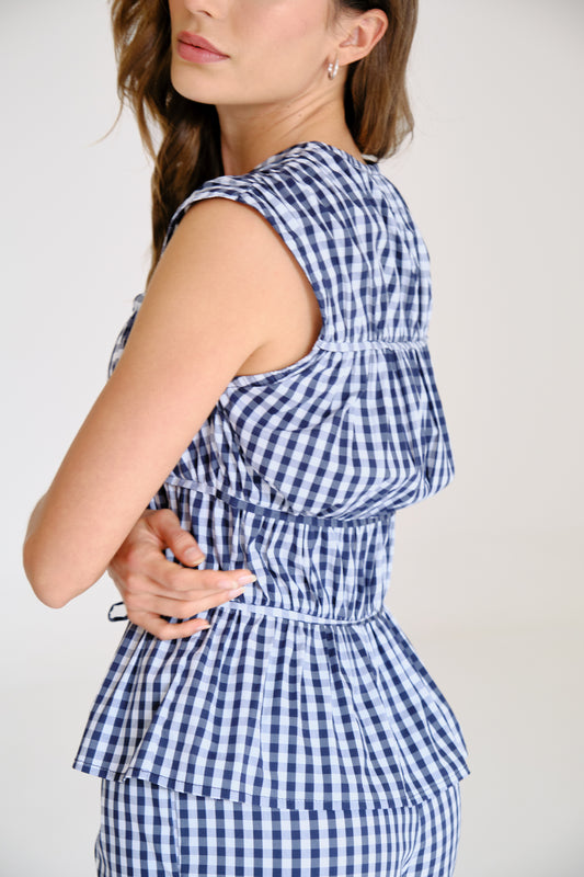 Blusa Karen de Cuadritos Azul