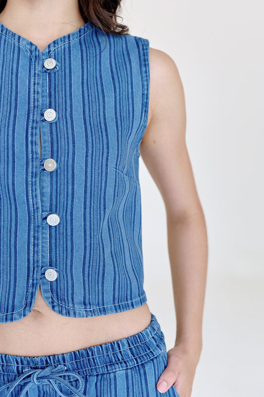 Chaleco Roque Azul Rayado