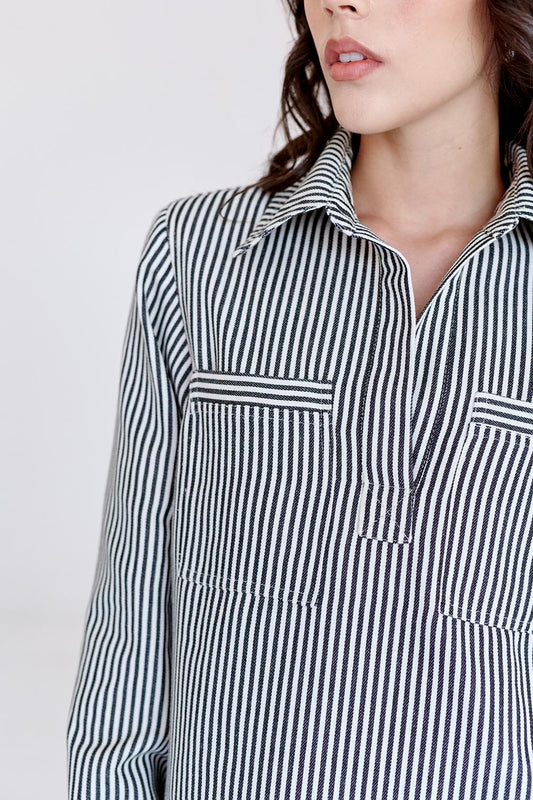 Camisa Renata de Mezclilla Rayada