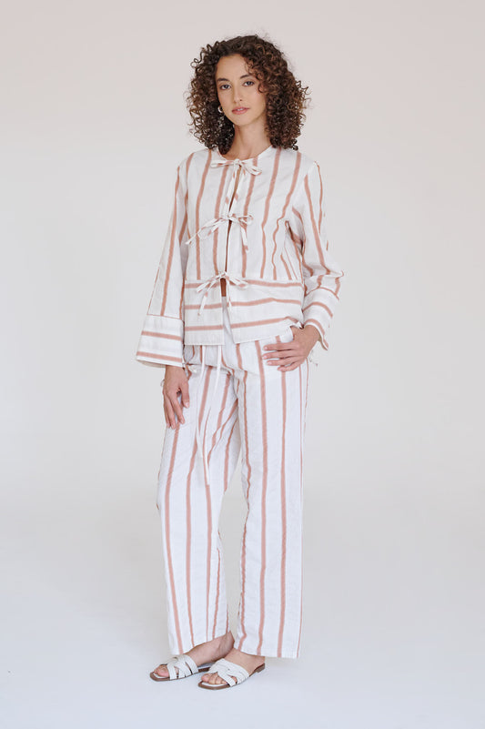 Camisa Aurora de Rayas Terracota