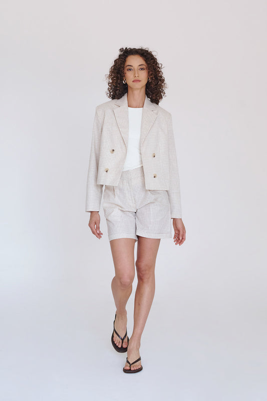 Saco Sandra de Cuadros beige