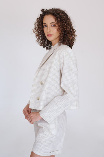 Saco Sandra de Cuadros beige