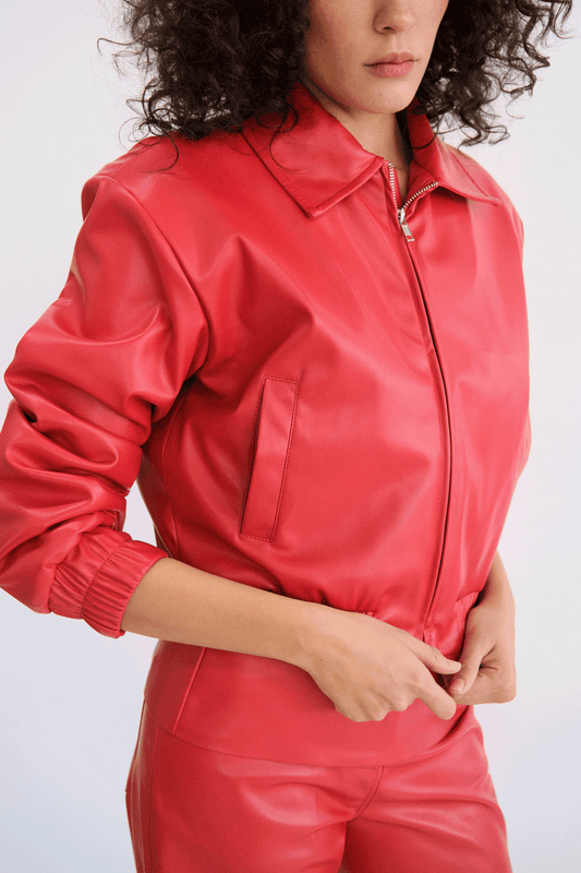 Chamarra Kazy de Piel Vegana Roja