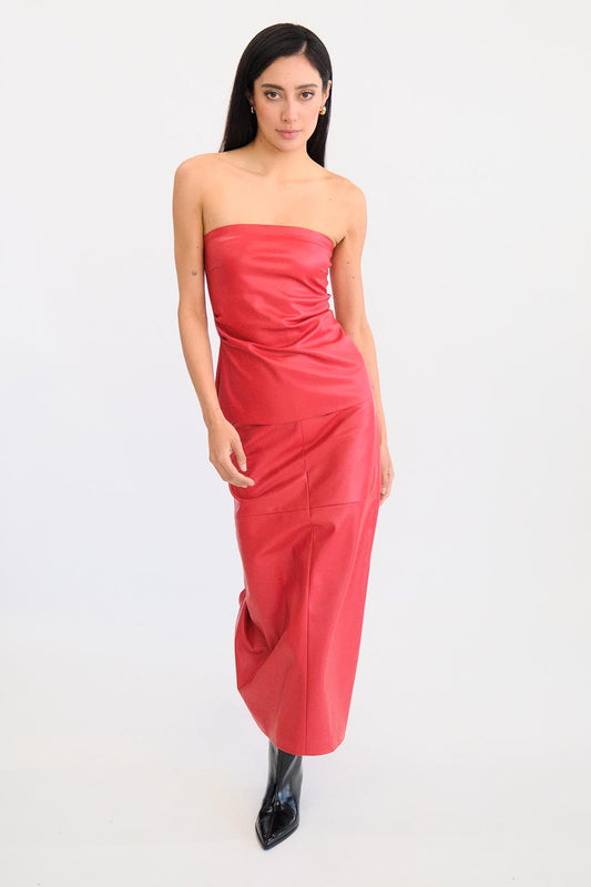 Falda Francis Roja Piel Vegana