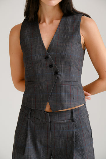 Chaleco Hermes Gris De Cuadros