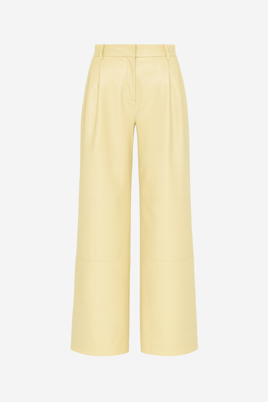 Pantalon Theo de Piel Vegana Amarilla