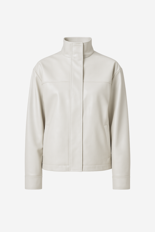 Chamarra Balbina de Piel Vegana Blanca