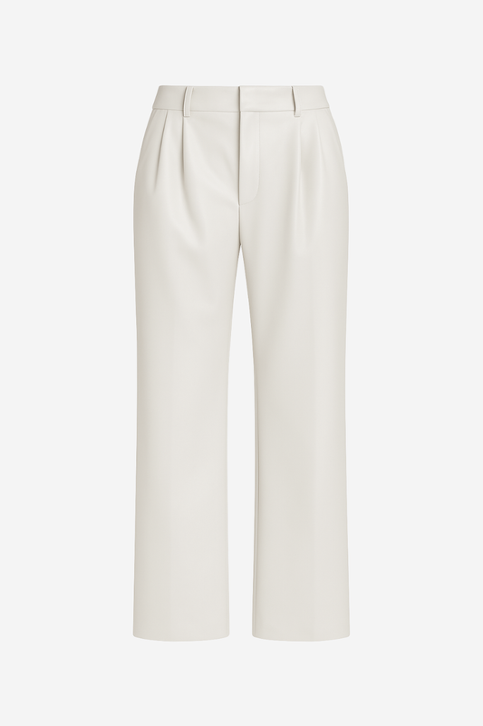 Pantalon Theo de Piel Vegana Blanco