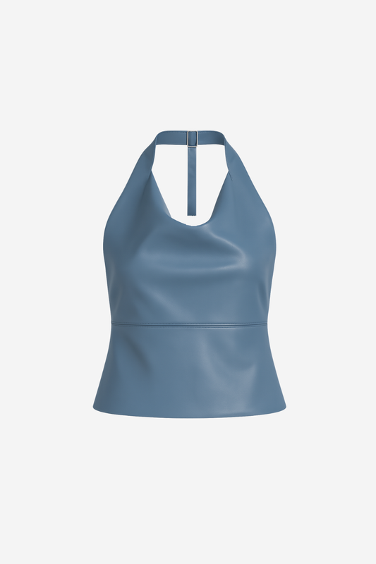 Top Sofia Azul De Piel Vegana