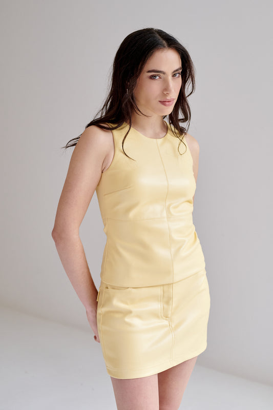Tank Top Ivy de Piel Vegana Amarilla