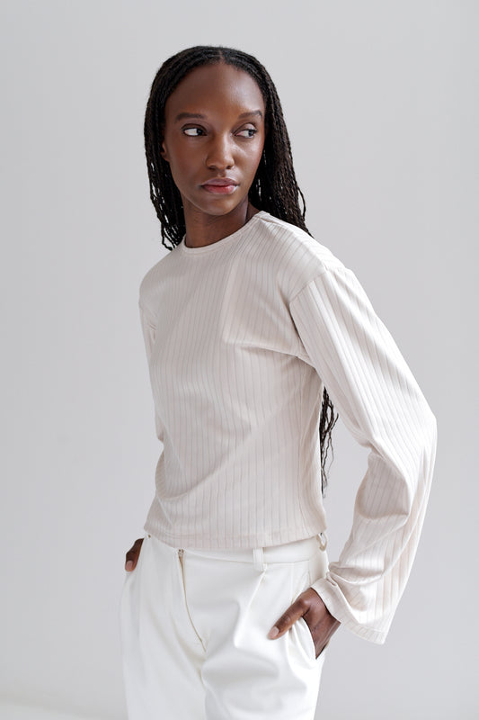 Top Tonya Beige De Manga Larga