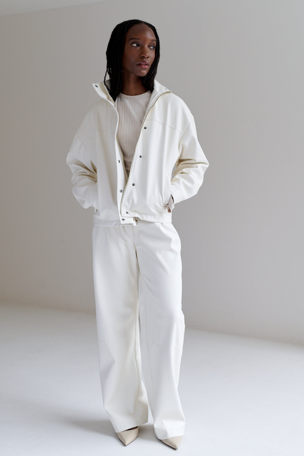 Chamarra Balbina de Piel Vegana Blanca