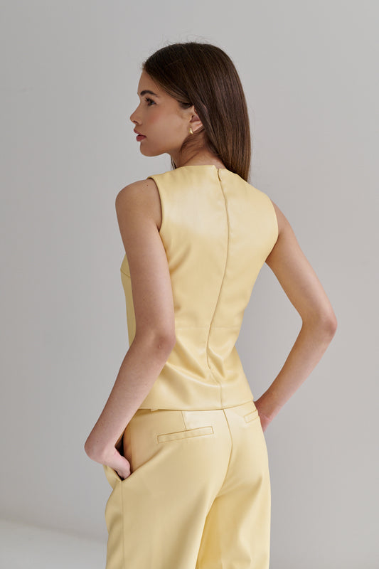 Tank Top Ivy de Piel Vegana Amarilla