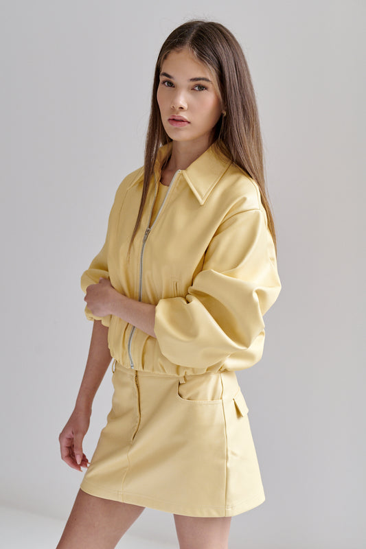 Chamarra Gina de Piel Vegana Amarilla