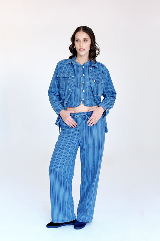 Pantalón Melina de Mezclilla Rayado