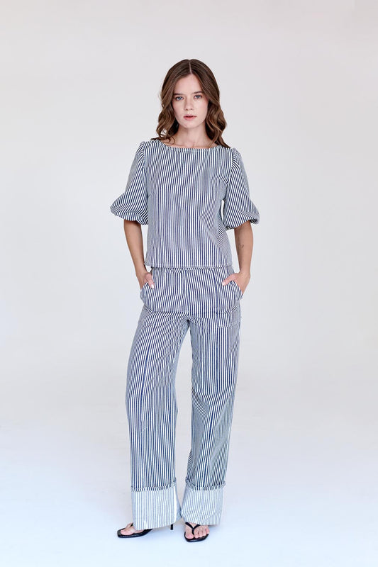 Blusa Elara de Mezclilla Rayada