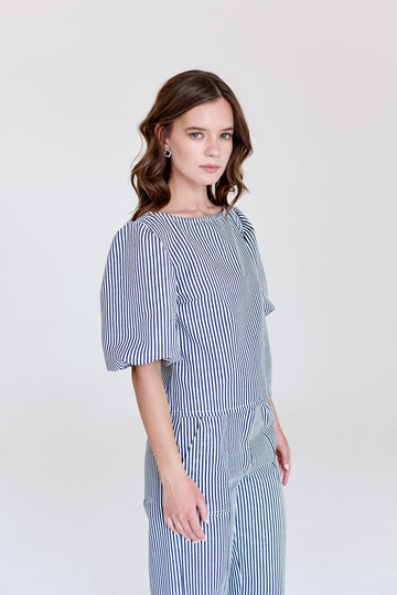 Blusa Elara de Mezclilla Rayada