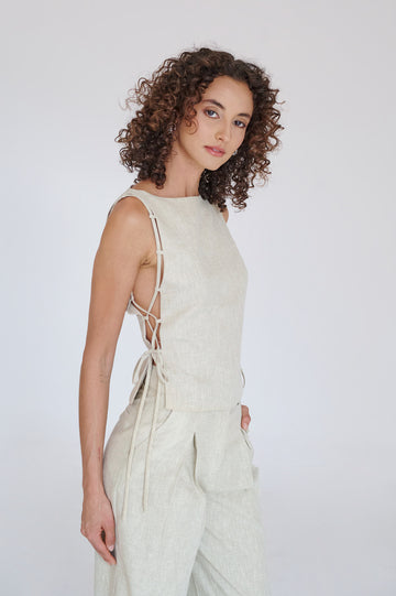 Top Pamela Beige Rayado