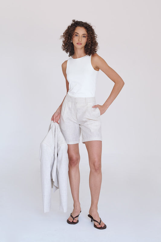 Short Finn de Cuadros Beige