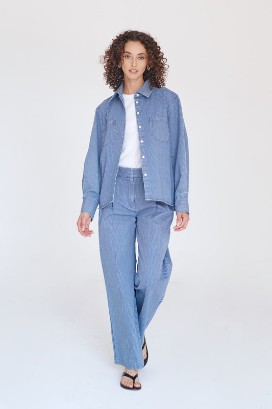 Camisa Alondra Rayada de Mezclilla