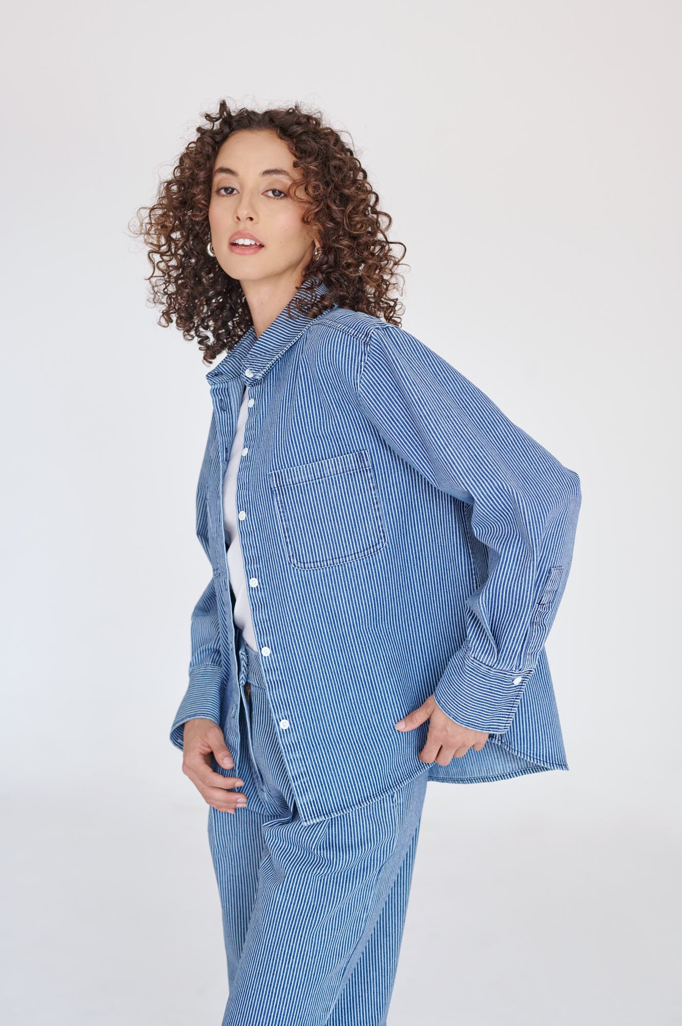 Camisa Alondra Rayada de Mezclilla