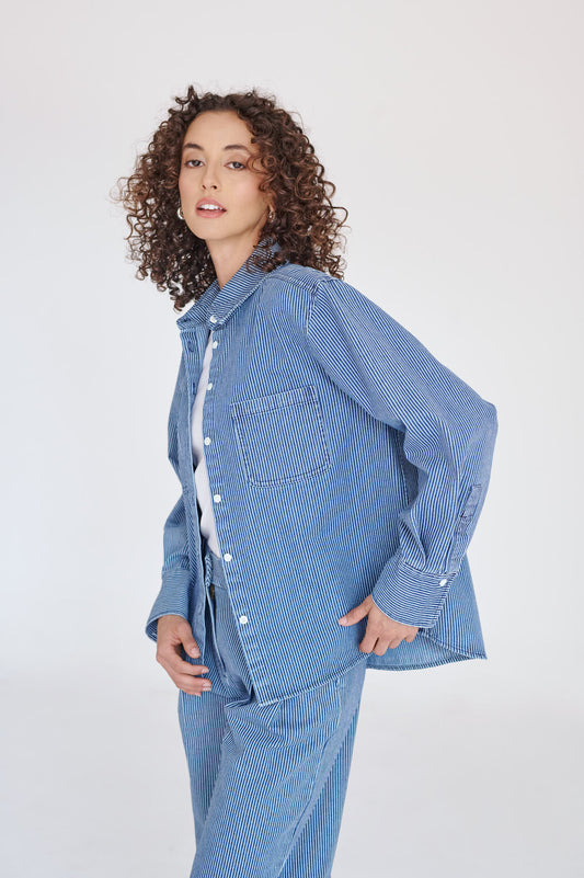 Camisa Alondra Rayada de Mezclilla