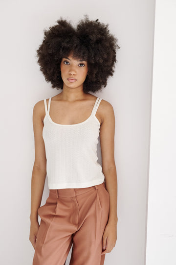 Tank Top Kim Blanca  de Tejido de Punto