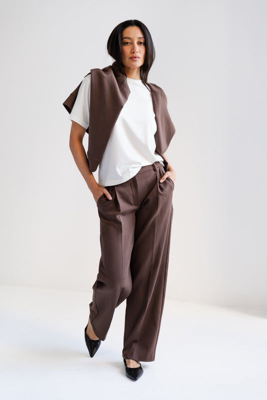 Pantalón Alfie Café de Tejido de Punto