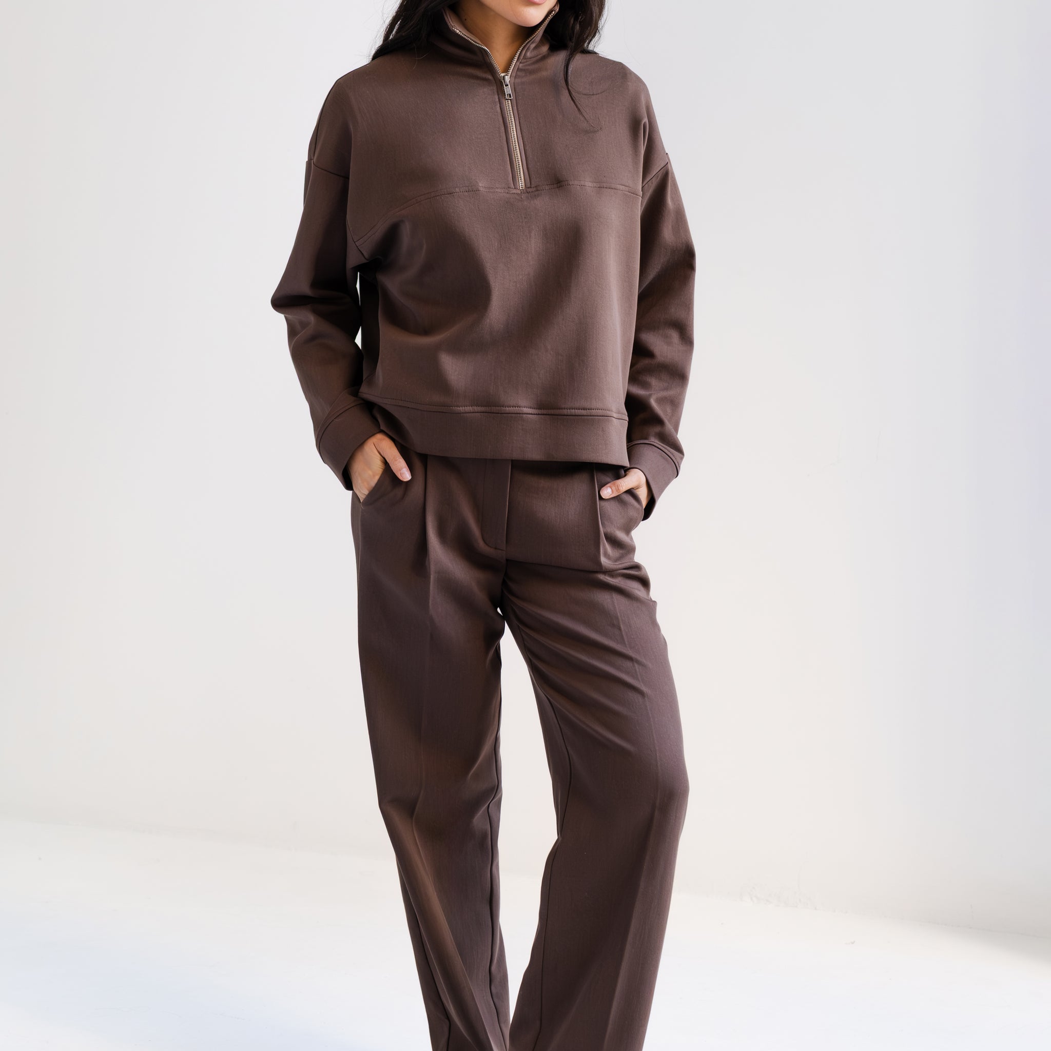 Pantalón Alfie Café de Tejido de Punto