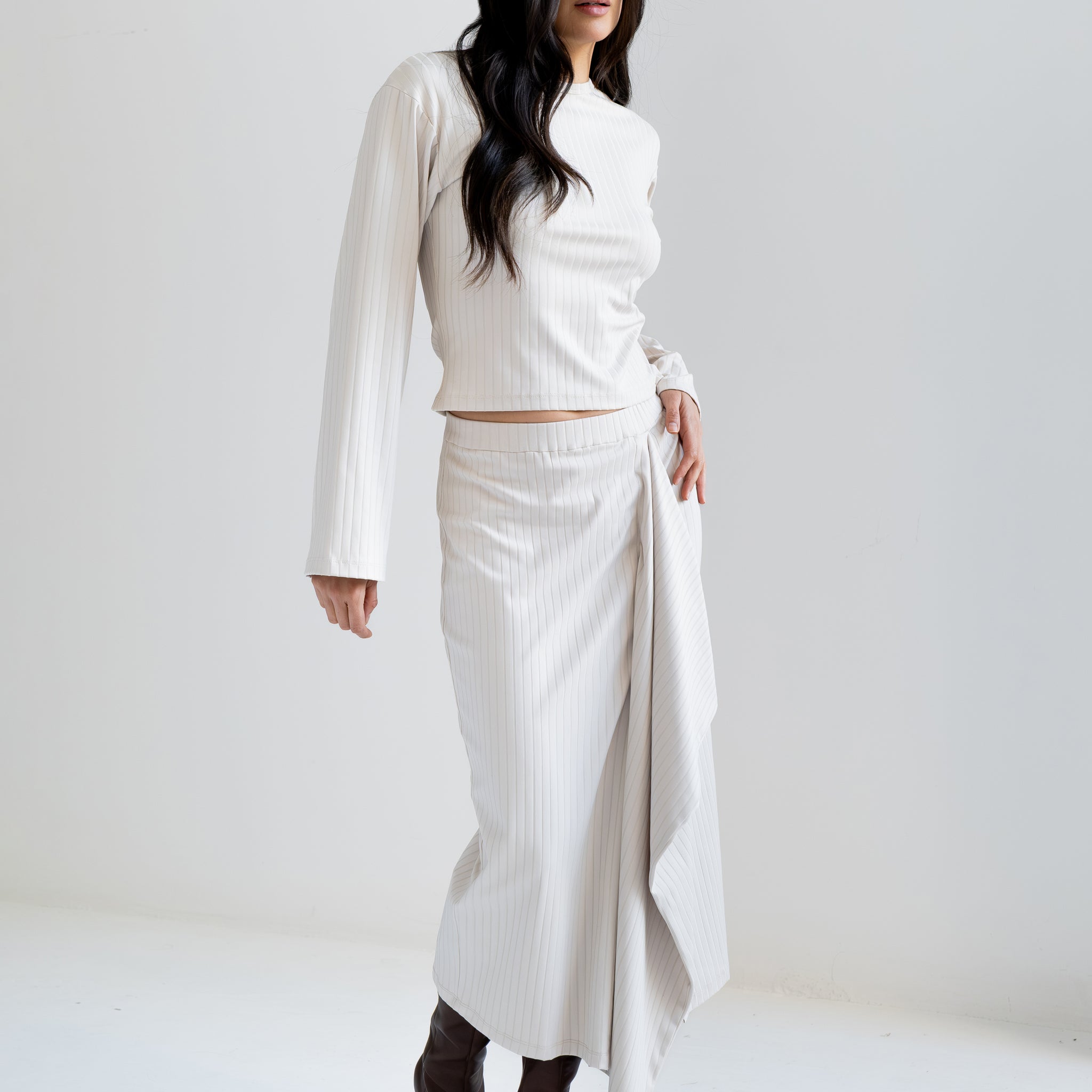 Top Tonya Beige De Manga Larga