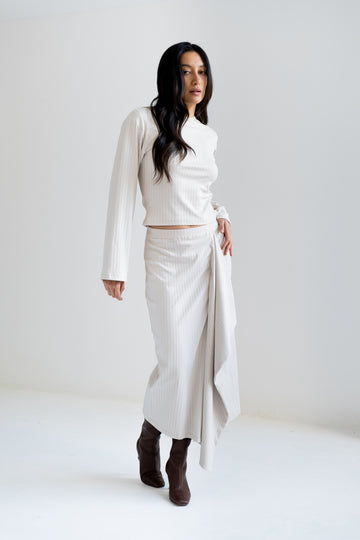 Top Tonya Beige De Manga Larga