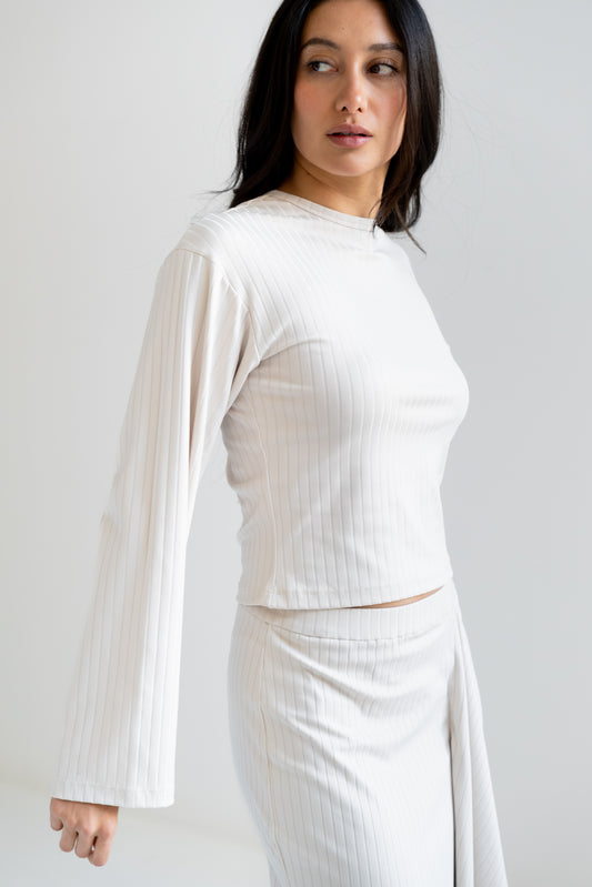 Top Tonya Beige De Manga Larga