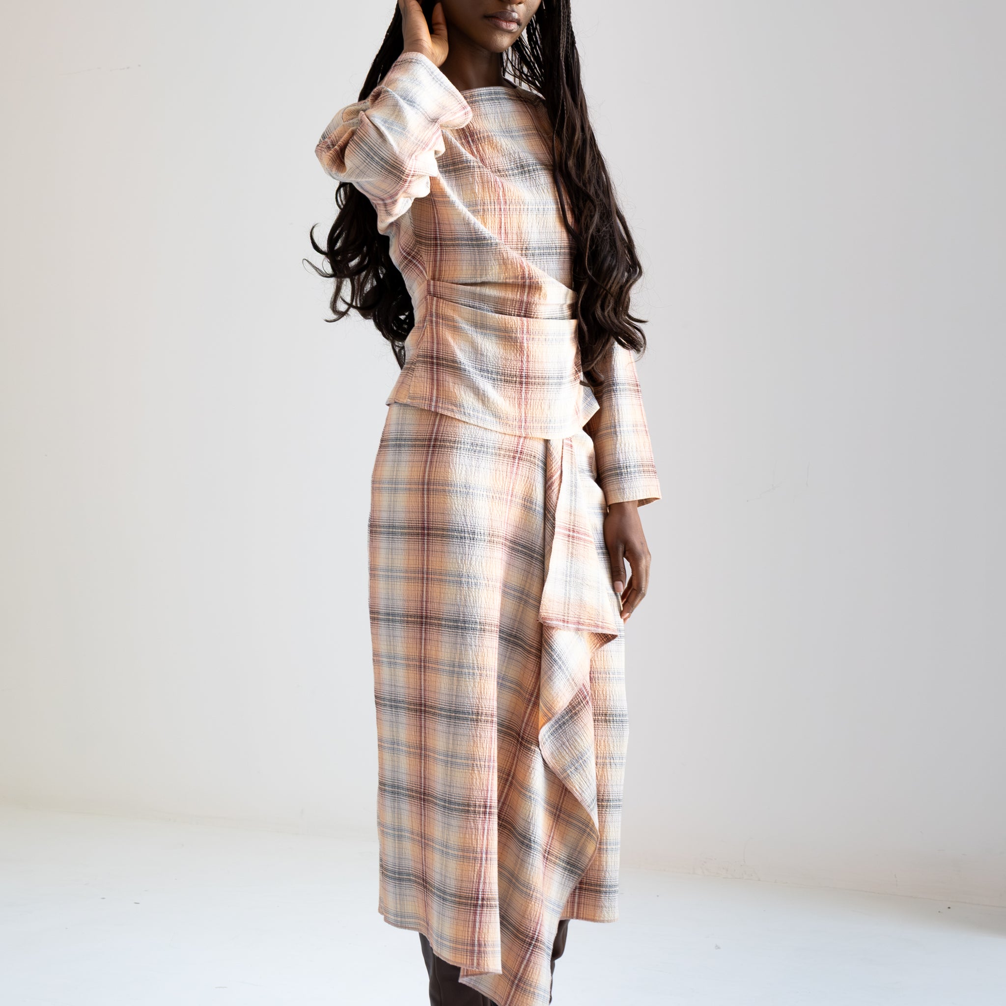 Falda Suki Durazno De Cuadros