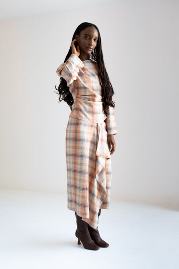 Falda Suki Durazno De Cuadros