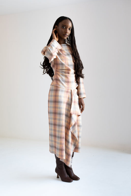 Falda Suki Durazno De Cuadros