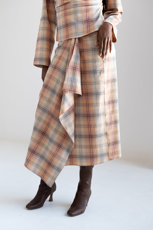 Falda Suki Durazno De Cuadros