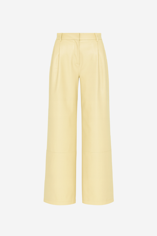 Pantalon Theo de Piel Vegana Amarilla