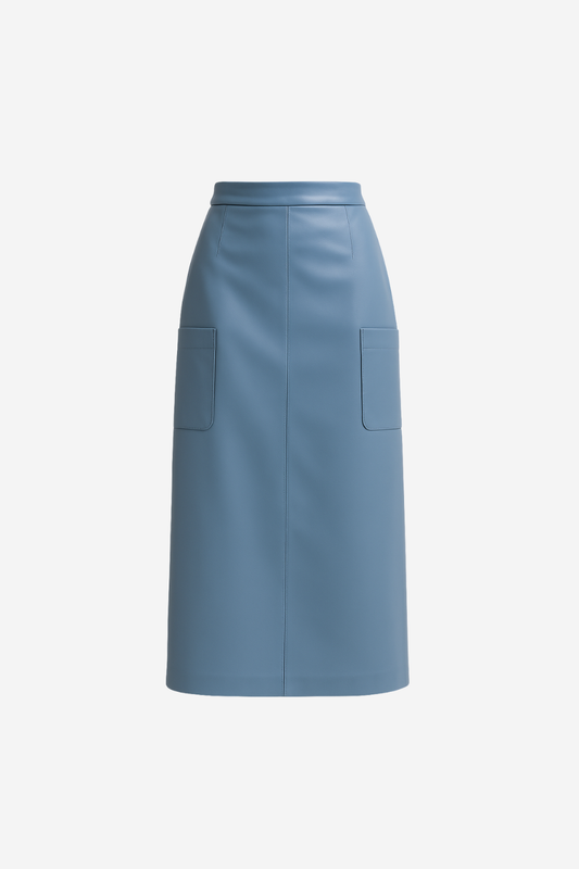 Falda Juan Azul De Piel Vegana