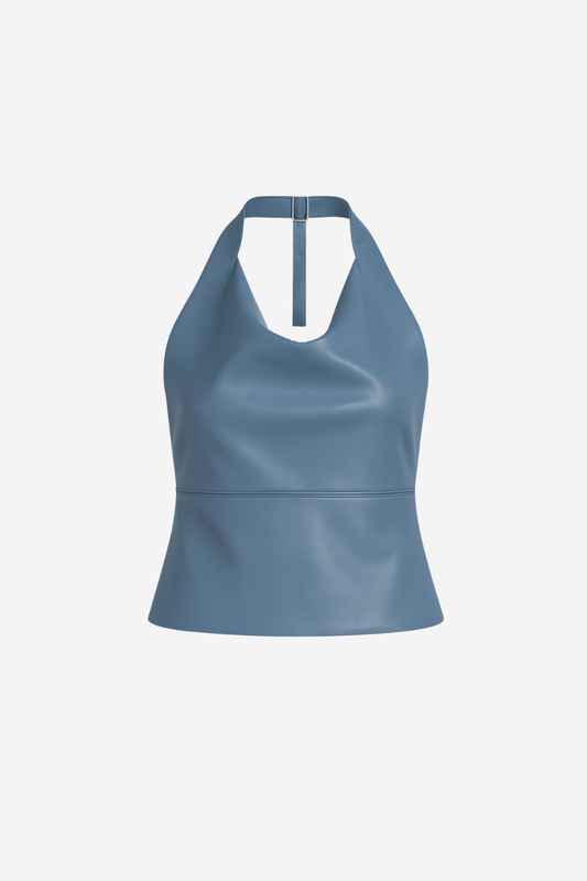 Top Sofia Azul De Piel Vegana