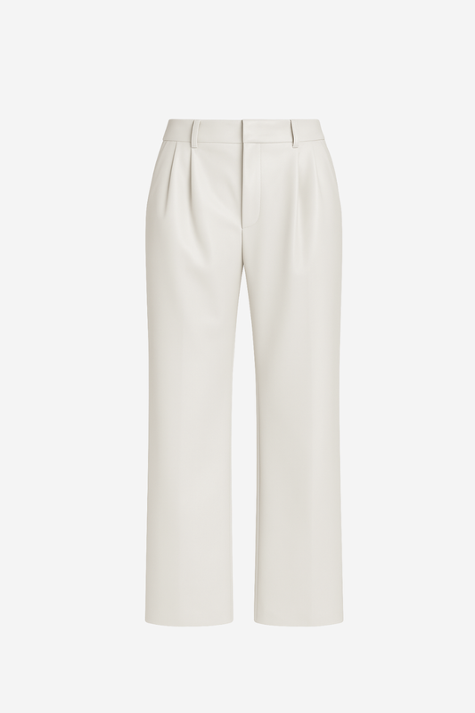 Pantalon Theo de Piel Vegana Blanco